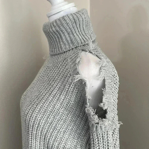 Almost Famous Gray Cutout Turtleneck Sweater Dress​​ - Picture 5 of 10